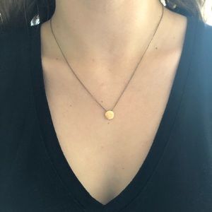 Simple Silver Chain and Gold Circle Necklace